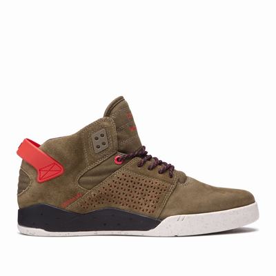 Férfi Supra SKYTOP III Magasszárú Cipő HU417923 Khaki/Piros